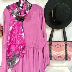 SILK Magenta watercolour artisan scarf/neckwrap handcrafted w love